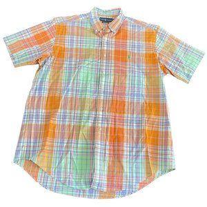 Ralph Lauren Orange Plaid Classic Fit 100% Cotton SS Shirt, Size L
